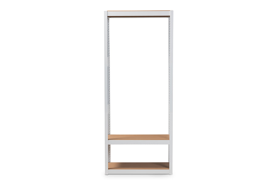 baxton studio elton modern and contemporary white finished metal 3 shelf free standing closet storage organizer | Modish Furniture Store-3
