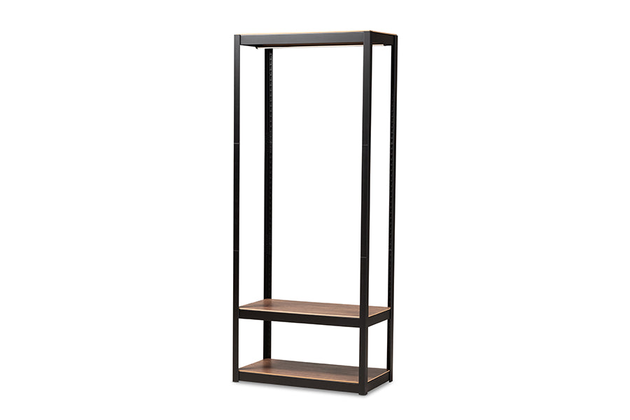baxton studio elton modern and contemporary black finished metal 3 shelf free standing closet storage organizer | Modish Furniture Store-2