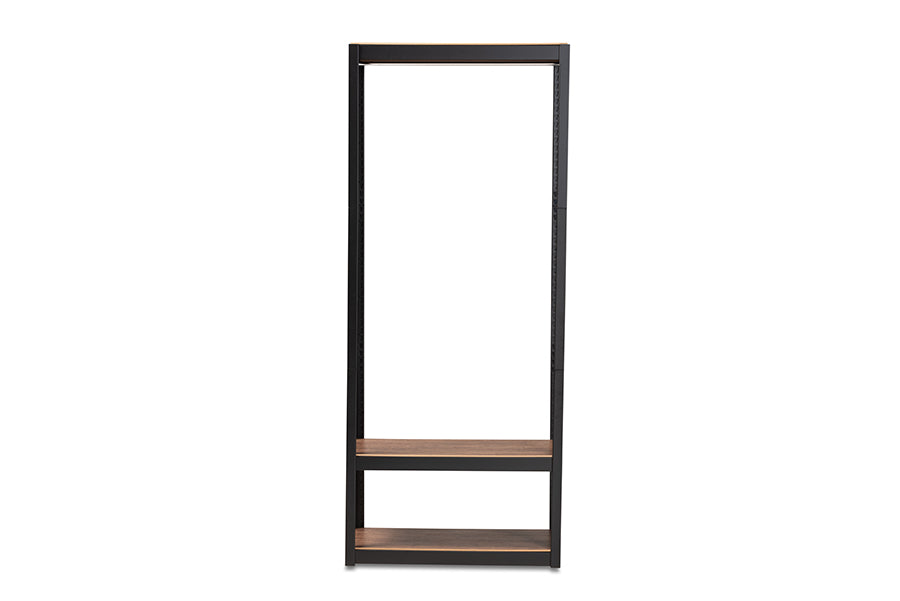 baxton studio elton modern and contemporary black finished metal 3 shelf free standing closet storage organizer | Modish Furniture Store-3