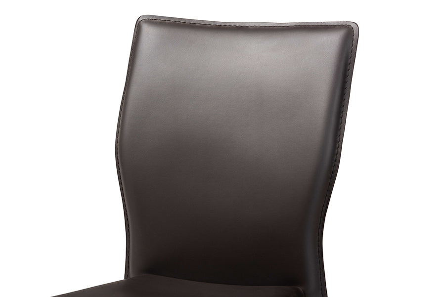 Baxton Studio Heidi Modern and Contemporary Dark Brown Faux Leather Upholstered 4-Piece Dining Chair Set | Dining Chairs | Modishstore - 6