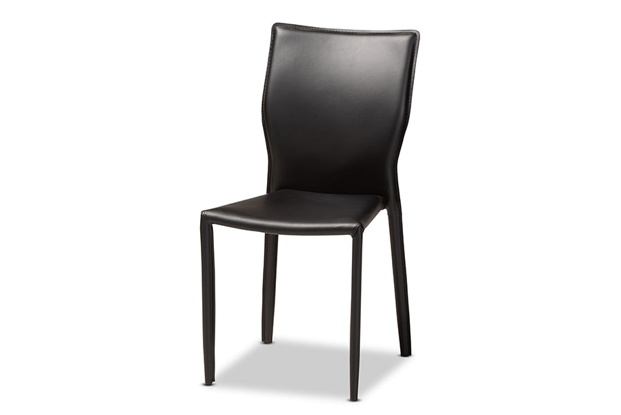Baxton Studio Heidi Modern and Contemporary Dark Brown Faux Leather Upholstered 4-Piece Dining Chair Set | Dining Chairs | Modishstore - 10