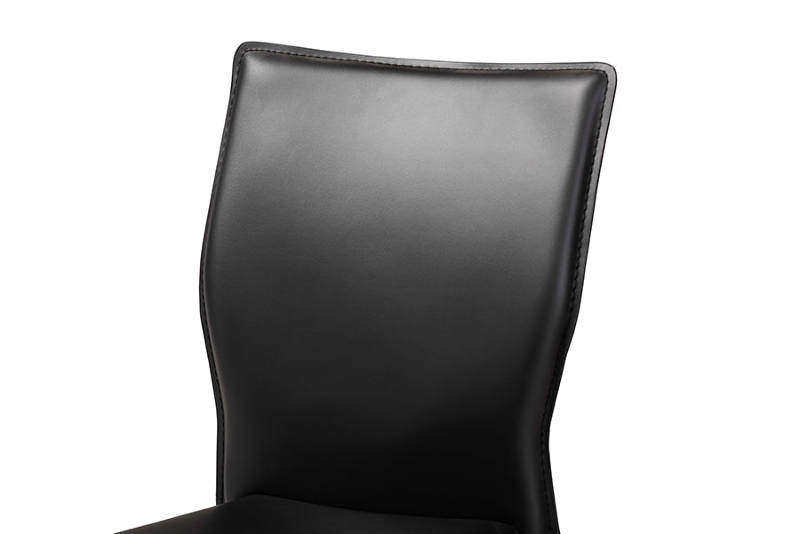 Baxton Studio Heidi Modern and Contemporary Dark Brown Faux Leather Upholstered 4-Piece Dining Chair Set | Dining Chairs | Modishstore - 12