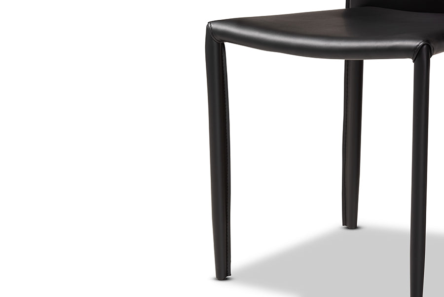 Baxton Studio Heidi Modern and Contemporary Dark Brown Faux Leather Upholstered 4-Piece Dining Chair Set | Dining Chairs | Modishstore - 11