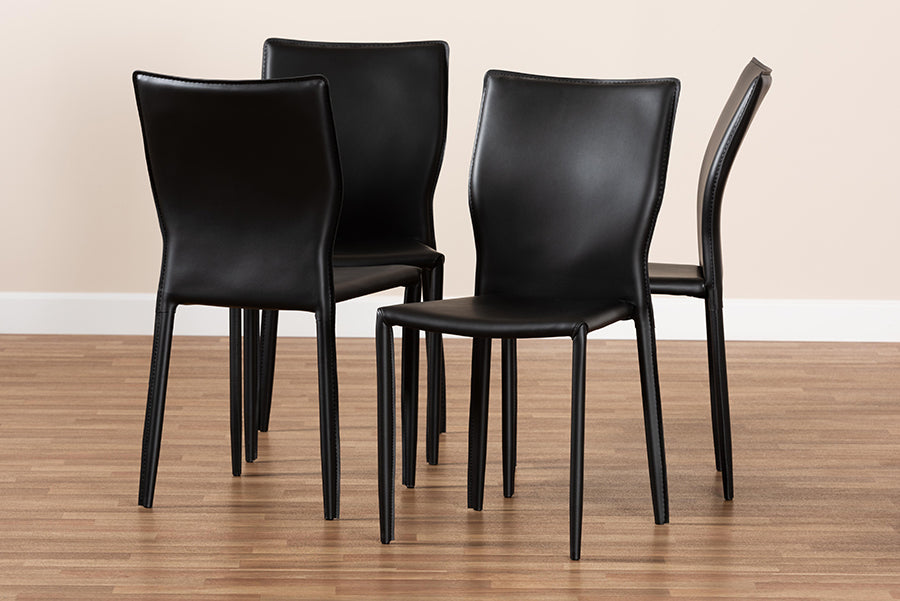 Baxton Studio Heidi Modern and Contemporary Dark Brown Faux Leather Upholstered 4-Piece Dining Chair Set | Dining Chairs | Modishstore - 9