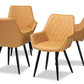 Baxton Studio Astrid Mid-Century Contemporary Tan Faux Leather Upholstered and Black Metal 4-Piece Dining Chair Set | Modishstore | Dining Chairs - 4