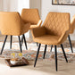 Baxton Studio Astrid Mid-Century Contemporary Tan Faux Leather Upholstered and Black Metal 4-Piece Dining Chair Set | Modishstore | Dining Chairs
