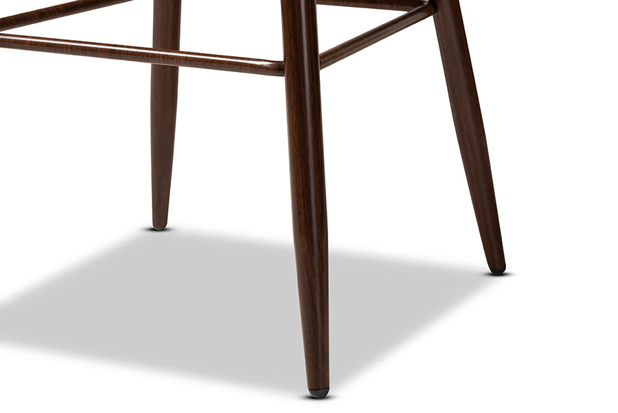 Baxton Studio Catherine Modern and Contemporary Grey Velvet Fabric Upholstered and Walnut Finished 4-Piece Bar Stool Set | Bar Stools | Modishstore - 5