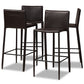 baxton studio malcom modern and contemporary brown faux leather upholstered 4 piece bar stool | Modish Furniture Store-2