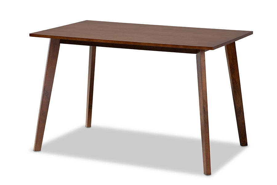baxton studio britte mid century modern transitional walnut brown finished rectangular wood dining table | Modish Furniture Store-2