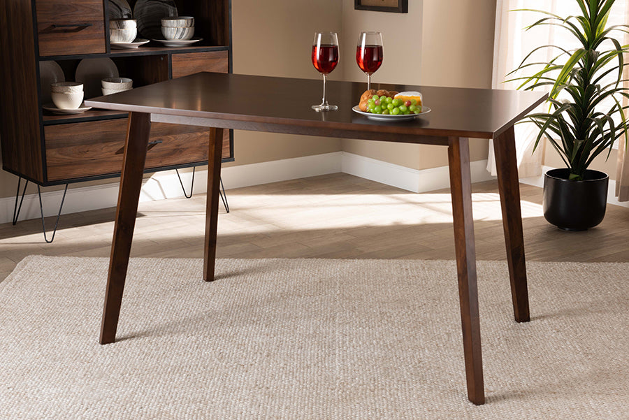 Baxton Studio Britte Mid-Century Modern Transitional Walnut Brown Finished Rectangular Wood Dining Table | Modishstore | Dining Tables