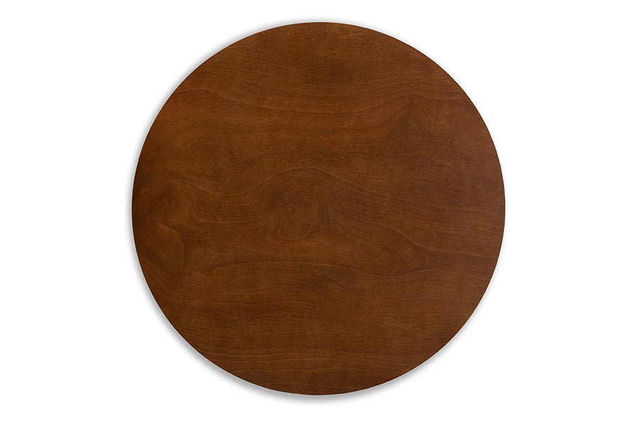 baxton studio alana mid century modern transitional walnut brown finished round wood dining table | Modish Furniture Store-3