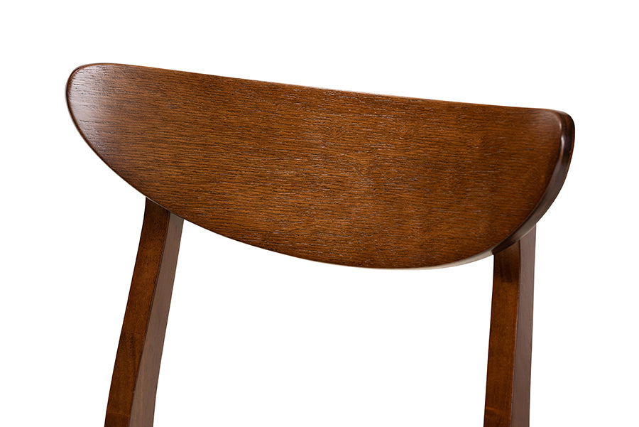 Baxton Studio Parlin Mid-Century Modern Transitional Light Beige Fabric Upholstered and Walnut Brown Finished Wood 4-Piece Dining Chair Set | Modishstore | Dining Chairs - 3
