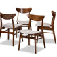 Baxton Studio Parlin Mid-Century Modern Transitional Light Grey Fabric Upholstered and Walnut Brown Finished Wood 4-Piece Dining Chair Set | Modishstore | Dining Chairs - 4
