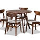 baxton studio philip mid century modern transitional light grey fabric upholstered and walnut brown finished wood 5 piece dining set | Modish Furniture Store-2