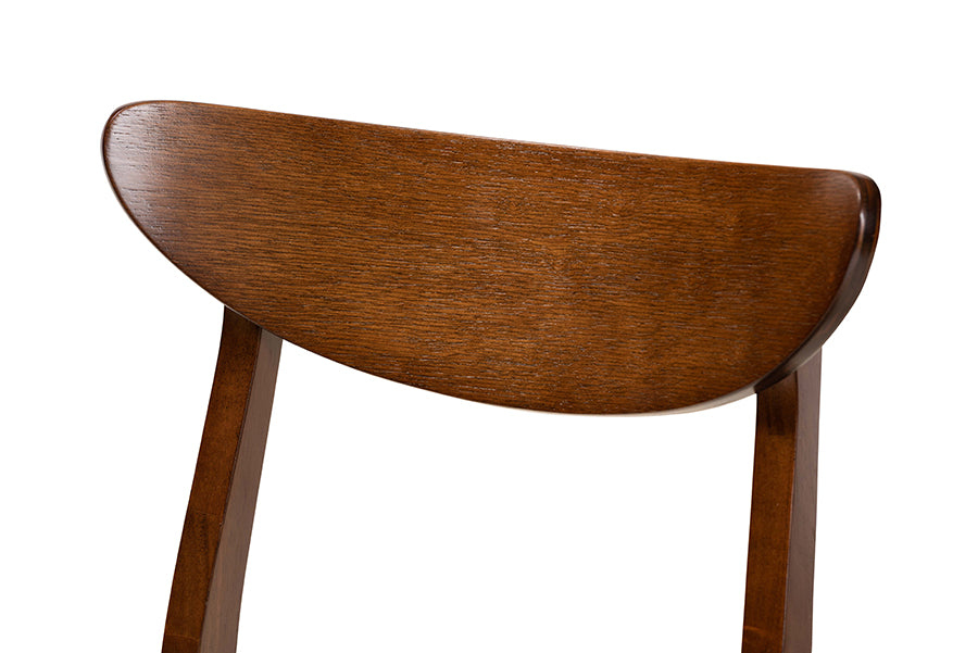 Baxton Studio Parlin Mid-Century Modern Transitional Light Grey Fabric Upholstered and Walnut Brown Finished Wood 4-Piece Dining Chair Set | Modishstore | Dining Chairs - 2