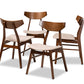 Baxton Studio Danica Mid-Century Modern Transitional Light Beige Fabric Upholstered and Walnut Brown Finished Wood 4-Piece Dining Chair Set | Modishstore | Dining Chairs - 4