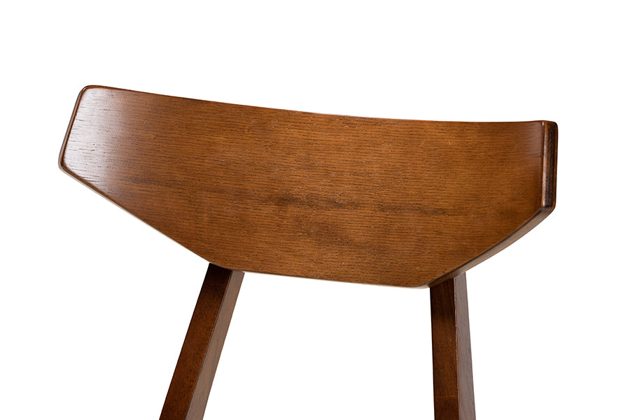 Baxton Studio Danica Mid-Century Modern Transitional Light Beige Fabric Upholstered and Walnut Brown Finished Wood 4-Piece Dining Chair Set | Modishstore | Dining Chairs - 3