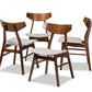 Baxton Studio Danica Mid-Century Modern Transitional Light Grey Fabric Upholstered and Walnut Brown Finished Wood 4-Piece Dining Chair Set | Modishstore | Dining Chairs - 4