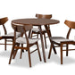 baxton studio timothy mid century modern transitional light grey fabric upholstered and walnut brown finished wood 5 piece dining set | Modish Furniture Store-2