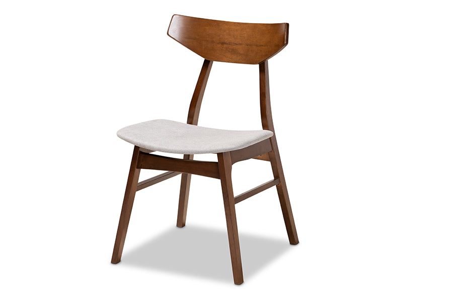 Baxton Studio Danica Mid-Century Modern Transitional Light Grey Fabric Upholstered and Walnut Brown Finished Wood 4-Piece Dining Chair Set | Modishstore | Dining Chairs - 3