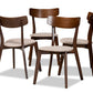 Baxton Studio Iora Mid-Century Modern Transitional Light Beige Fabric Upholstered and Walnut Brown Finished Wood 4-Piece Dining Chair Set | Modishstore | Dining Chairs - 4