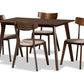baxton studio nori mid century modern transitional light beige fabric upholstered and walnut brown finished wood 5 piece dining set | Modish Furniture Store-2