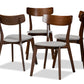 Baxton Studio Iora Mid-Century Modern Transitional Light Grey Fabric Upholstered and Walnut Brown Finished Wood 4-Piece Dining Chair Set | Modishstore | Dining Chairs - 2