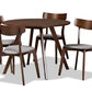 baxton studio rika mid century modern transitional light grey fabric upholstered and walnut brown finished wood 5 piece dining set | Modish Furniture Store-2
