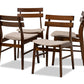 Baxton Studio Devlin Mid-Century Modern Transitional Light Beige Fabric Upholstered and Walnut Brown Finished Wood 4-Piece Dining Chair Set | Modishstore | Dining Chairs - 4