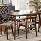 Baxton Studio Eleri Mid-Century Modern Transitional Light Beige Fabric Upholstered and Walnut Brown Finished Wood 5-Piece Dining Set | Modishstore | Dining Sets