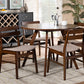 Baxton Studio Eiko Mid-Century Modern Transitional Light Beige Fabric Upholstered and Walnut Brown Finished Wood 5-Piece Dining Set | Modishstore | Dining Sets