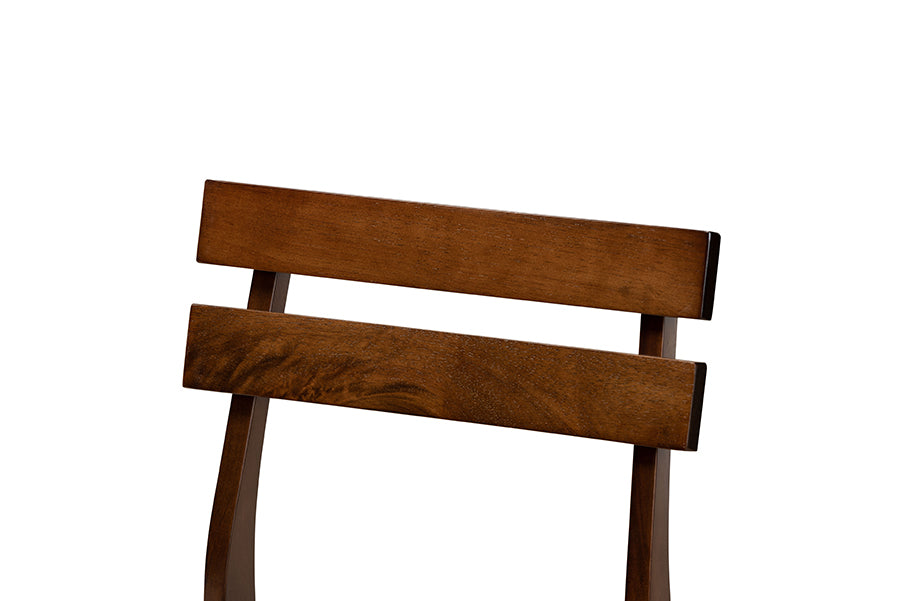 Baxton Studio Devlin Mid-Century Modern Transitional Light Beige Fabric Upholstered and Walnut Brown Finished Wood 4-Piece Dining Chair Set | Modishstore | Dining Chairs - 3