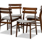 Baxton Studio Devlin Mid-Century Modern Transitional Light Grey Fabric Upholstered and Walnut Brown Finished Wood 4-Piece Dining Chair Set | Modishstore | Dining Chairs - 4
