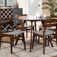 Baxton Studio Eiko Mid-Century Modern Transitional Light Grey Fabric Upholstered and Walnut Brown Finished Wood 5-Piece Dining Set | Modishstore | Dining Sets