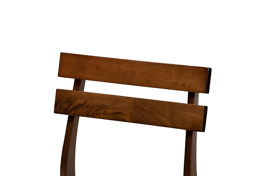 Baxton Studio Devlin Mid-Century Modern Transitional Light Grey Fabric Upholstered and Walnut Brown Finished Wood 4-Piece Dining Chair Set | Modishstore | Dining Chairs - 2