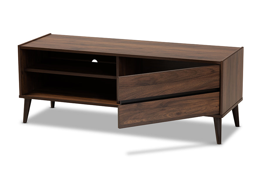 baxton studio suli mid century modern walnut brown finished wood tv stand | Modish Furniture Store-3