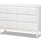 baxton studio naomi classic and transitional white finished wood 6 drawer bedroom dresser | Modish Furniture Store-2