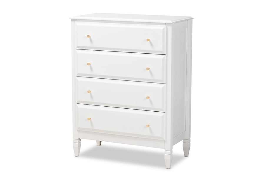 baxton studio naomi classic and transitional white finished wood 4 drawer bedroom chest | Modish Furniture Store-2