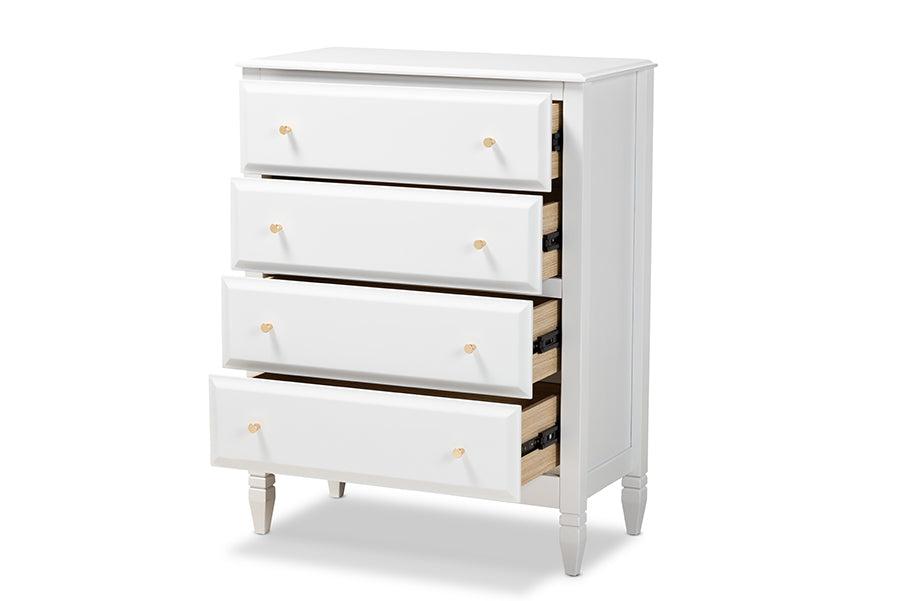 baxton studio naomi classic and transitional white finished wood 4 drawer bedroom chest | Modish Furniture Store-3