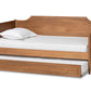 baxton studio alya classic traditional farmhouse walnut brown finished wood full size daybed with roll out trundle bed | Modish Furniture Store-3