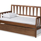 baxton studio midori modern and contemporary transitional walnut brown finished wood twin size daybed with roll out trundle bed | Modish Furniture Store-2