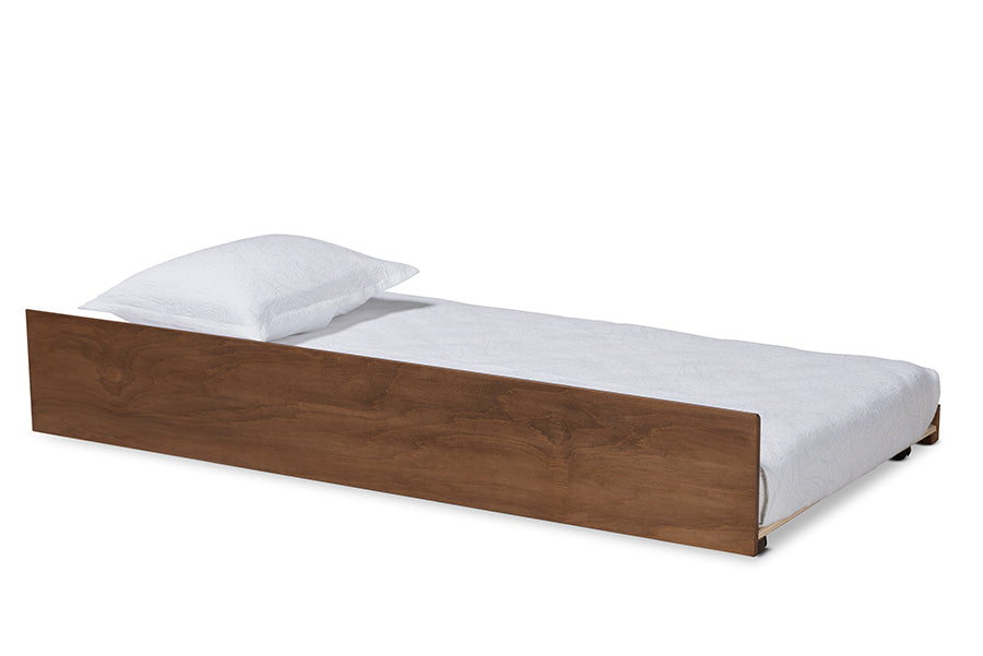 baxton studio midori modern and contemporary transitional walnut brown finished wood twin size trundle bed | Modish Furniture Store-2