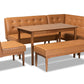 baxton studio arvid mid century modern tan faux leather upholstered and walnut brown finished wood 5 piece dining nook set | Modish Furniture Store-2