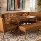 Baxton Studio Arvid Mid-Century Modern Tan Faux Leather Upholstered and Walnut Brown Finished Wood 5-Piece Dining Nook Set | Modishstore | Dining Sets