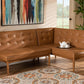 Baxton Studio Arvid Mid-Century Modern Tan Faux Leather Upholstered and Walnut Brown Finished 2-Piece Wood Dining Nook Banquette Set | Modishstore | Dining Sets