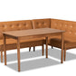 baxton studio arvid mid century modern tan faux leather upholstered and walnut brown finished wood 3 piece dining nook set | Modish Furniture Store-2