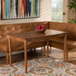 Baxton Studio Arvid Mid-Century Modern Tan Faux Leather Upholstered and Walnut Brown Finished Wood 3-Piece Dining Nook Set | Modishstore | Dining Sets