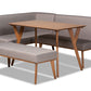baxton studio odessa mid century modern grey fabric upholstered and walnut brown finished wood 4 piece dining nook set | Modish Furniture Store-2