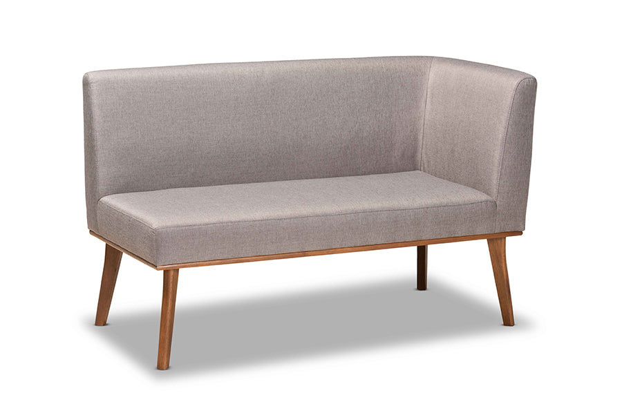 baxton studio odessa mid century modern grey fabric upholstered and walnut brown finished wood 4 piece dining nook set | Modish Furniture Store-3