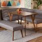 Baxton Studio Odessa Mid-Century Modern Grey Fabric Upholstered and Walnut Brown Finished Wood 4-Piece Dining Nook Set | Modishstore | Dining Sets